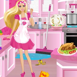 barbie house clean